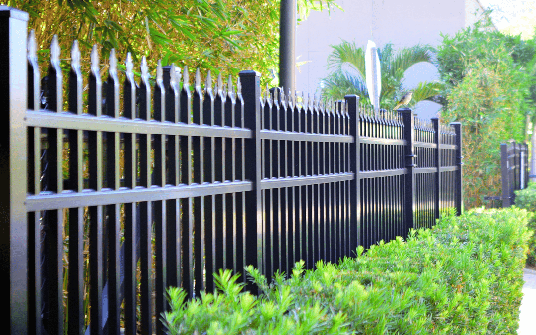 Black wrought iron residential fencing