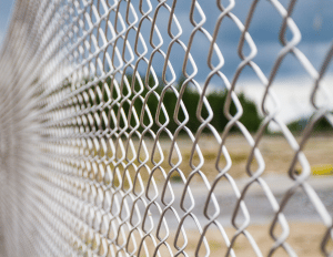 Silver chain link residential fencing